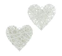 hanging decorations 2 White Hearts Rattan