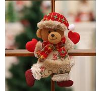 Hanging Decorations for Christmas Cheer Featuring Adorable Old Man and Animal Friends in Fabric (Bear)