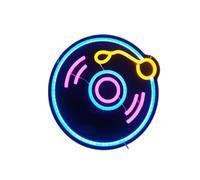 Hanging Decorations Record Neon Sign Dimmable Music Neon Light For Wall Player Live Music Art Sign For Bedroom Bar Birthday Hotel Recording