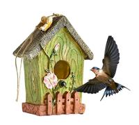 Hanging Decorative Bird Houses, Colorful Decorative Cute Resins Handicrafts Birdhouses, Bird House Decorative Birdhouse Gifts for Bird Lovers Garden Decorations (B)
