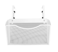 Hanging Desk Organizer, Adjustable Carbon Steel Under Desk Mount Deskside Storage Hanging Tray No Drill Clamp on Cable Management for Office, School, Home (White)