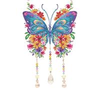 Hanging Diamond Art Butterfly Kit， DIY Double Sided Diamond Painting Pendant Kit， Colorful Butterfly Hanging Ornaments Diamond Painting for Adults, Acrylic Board Gem Painting Kit for Room, Garden, Fes