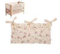 Hanging Diaper Caddy, 2 Pockets Crib Organizer Hanging for Crib with Straps, Cute Flower Pattern Bedside Storage for Home, Nursery