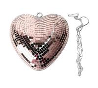 Hanging Disco Ball Heart Shaped Mirror, Handcrafted Love, Versatile Decor, Easy Installation, Lightweight Reflective, 52cm Chain, Home Party Wedding Ktv Bar Indoor Outdoor Lighting