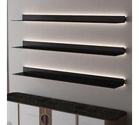 Hanging Display Shelf Wall Rack Metal Wall Mounted Illuminated Bookshelf Multi-Layer Wall Mounted Floating Shelves，Floating Shelves with Invisible Brackets & Strip Lights, Metal Hanging Shel