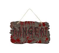 Hanging Door Beads Heart Door Plate Festival Atmosphere Decoration With Bloody Handprint Listing Halloween Decorations Sign Beware Props Wooden Wall Signs Outdoor (A, 27x16. 5x1cm)