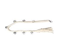 Hanging Door Dog Cross Bell Training Potty Hand Knitting Cotton Decorative Puppy Door Bell Silver Cotton Metal Material 78cm 30.7in Length for Indoor Outdoor Use