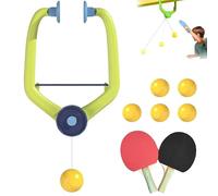 Hanging Door Plunking Game, Adjustable Door Pong Game for Kids with Wooden Racket & 6 Balls, Household Fun Doorway Ping Pong Boost Coordination & Exercise (A*1)