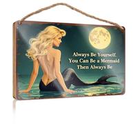 Hanging Door Sign Plaque Always Be Yourself. You Can Be A Mermaid Then Always Be. Camper Decor Funny Bathroom Sign Wall Art(20X30CM)