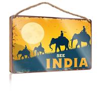 Hanging Door Sign Plaque Explore The Majestic Landscapes Of India On Elephantback Under The Full Moon. Camper Decor Funny Bathroom Sign Wall Art(20X30CM)
