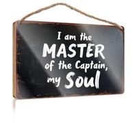 Hanging Door Sign Plaque I Am The Master Of The Captain, My Soul. Camper Decor Funny Bathroom Sign Wall Art(15X28CM)