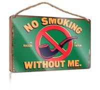 Hanging Door Sign Plaque No Smoking Without Me. Indie Room Decor Wood Decor Sign(23X35CM)