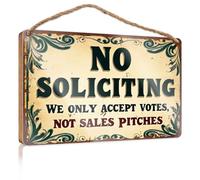 Hanging Door Sign Plaque No Soliciting We Accept Votes, Not Sales Pitches. Indie Room Decor Wood Decor Sign(20X30CM)