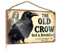 Hanging Door Sign Plaque The Old Crow Bed & Breakfast, Manchester, Nh. Camper Decor Funny Bathroom Sign Wall Art(15X28CM)