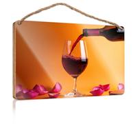 Hanging Door Sign Plaque Wine Being Poured Into A Glass Porch Funny Signs Backyard Decor(15X28CM)