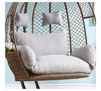 Hanging Double Swing Cushion Double Egg Chair Cushion with Headrest and Armrests, Removable and Washable Double Swing Chair Cushion, Rattan Papasan Chair Cushion Garden Patio (Color:Gray)