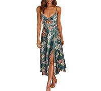 Hanging Dresses Women's Summer Sexy Women's Waist Chest Bow Decorative Floral Print Slim Slit Suspender Skirt Dress Casual Skirt Floral Print Dress