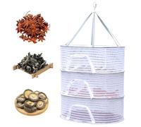 Hanging Drying Net,Herb Drying Rack Hanging,Multi Use Fish Drying Net Breathable Folding Drying Mesh Net,Mesh Hanging Herb Dryer Rack with Zipper,For Drying Seeds Fish Vegetables (White, 3 Layers)