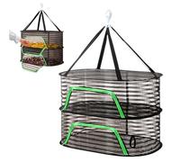 Hanging Drying Net,Herb Drying Rack Hanging,Multi Use Fish Drying Net Breathable Folding Drying Mesh Net,Mesh Hanging Herb Dryer Rack with Zipper,For Drying Seeds Fish Vegetables (Black, 2 Layers)