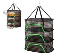 Hanging Drying Net,Herb Drying Rack Hanging,Multi Use Fish Drying Net Breathable Folding Drying Mesh Net,Mesh Hanging Herb Dryer Rack with Zipper,For Drying Seeds Fish Vegetables (Black, 3 Layers)