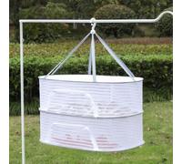 Hanging Drying Net Rack with Zipper, Windproof and Foldable, Outdoor Indoor Full Proteciton Mesh Dryer for Drying Fish,Vegtable,Herb,Fruit,Bud,Underwear,Toy,Sock,Sweater (50*70cm-Double Layer)