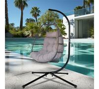 Hanging Egg Chair Basket Chair with Cushion, Swing Egg Chair for Indoor Outdoor Patio Garden - Black Alivio Black One Size