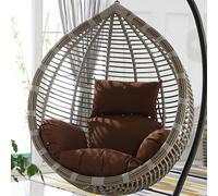 Hanging Egg Chair Cushion, Does Not Include Chairs, Soft Hanging Basket Chair Cushions, Removable Washable Thicken Egg Chair Cushion for Outside Patio Bedroom Garden and Balcony(Dark brown)