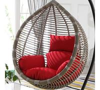 Hanging Egg Chair Cushion, Does Not Include Chairs, Soft Hanging Basket Chair Cushions, Removable Washable Thicken Egg Chair Cushion for Outside Patio Bedroom Garden and Balcony(Red)