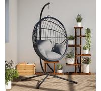 vidaXL Hanging Egg Chair Stand Swing Hammock Chair Frame C Stand Black Steel