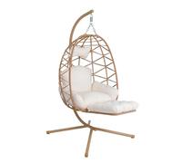 Hanging Egg Chair with Stand & Leg Rest,Rattan Wicker Swing Chair with Cushion, Patio Basket Hanging Chair Wicker Hammock Chair for Indoor Outdoor Bedroom Balcony Garden,330LBS