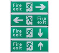 Hanging Emergency Fire Exit Signs 4 Pack Metal Exit Indicator for Public Places Business and Supermarkets with Directional Arrows