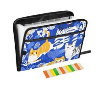 Hanging Expandable File 13 Pockets A4 Letter Size with Zipper Closure for File Holder Chic American Shorthaircats Royal Blue carpetas de