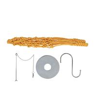 Hanging Feeding Net Bag Chicken Feeder Poultry Fruit Holder Durable Woven Rope Mesh Snack Toy for Parrot Rooster Hen Coop Black Yellow with S Hook Chain Buckle Accessories (Yellow net + fruit fork