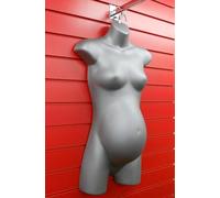 Hanging Female Silver PREGNANT Mannequin TORSO BODY FORM DISPLAY BUST