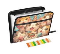 Hanging File Folders A4 Size Hanging File Pockets with Zipper for Veterinary Nursing School Cats Ice Cream Cake