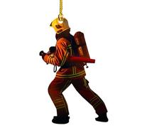 Hanging Fireman Tree Ornament - 3.94 Inch 2D Printed on Side Decorations Firefighter Ornament | Acrylic Pendant | for Party Tree Decorations, Light Memories and D