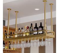 Hanging Floating Shelf - Ceiling Wine Glass Rack, Iron Bottle Holder With Guardrail, European Style Floating Wine Rack, Wall Mounted Flower Stand, For Bar/Kitchen/Living Room Decoration (Col