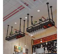 Hanging Floating Shelf - Ceiling Wine Glass Rack, Iron Bottle Holder With Guardrail, European Style Floating Wine Rack, Wall Mounted Flower Stand, For Bar/Kitchen/Living Room Decor