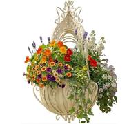 Hanging Flower Basket Plant, Cream, Metal Scrolling Ornate Vintage | Black or Cream Available, With Chain, 91cm