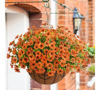 Hanging Flower Baskets for Outdoors, 9.8inch Artificial Hanging Flowers for Outdoors, Fake Hanging Plants with Planter & Chain for Outdoor Indoor Patio Lawn Garden Decorations