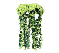 Hanging Flower Hanging Wisteria Wall Basket Violet Silk Vine Flowers Artificial Orchid Garland Flowers Home Decor Potted Plants (Green, One Size)