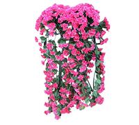 Hanging Flower Hanging Wisteria Wall Basket Violet Silk Vine Flowers Artificial Orchid Garland Flowers Home Decor Potted Plants (Hot Pink, One Size)