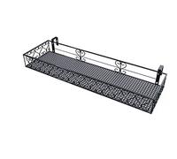 Hanging flower pot basket,Iron Art Flower Pot Holder for Balcony Railing with Hooks Waterproof Square Plant Shelf for Patio Porch or Fence Large Size (100x25x12cm)