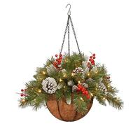 Hanging Flower Pot With Mixed Decorations Red Berries Pine Cones Artificial Outdoor Hanging Basket Christmas Decorations