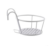 Hanging flower rack for balcony railings, metal construction provides support for multiple flower pots while optimizing outdoor space for plants (White)
