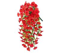 Hanging Flowers,Artificial Morning Glory,for Home Porch,Patio, Balcony,Spring Outdoor Decoration (Red)
