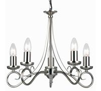 Hanging Flush Ceiling Pendant 5 Light ANTIQUE SILVER Chandelier Lamp Bulb Holder
