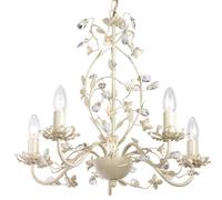 Hanging Flush Ceiling Pendant 5 Light CREAM GOLD Chandelier Lamp Bulb Holder