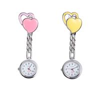 Hanging Fob Watch Watch, Heart Shaped Pocket Watch Waterproof Watch with Second Hand for Doctor (Pink)