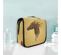 Hanging Foldable Toiletry Cosmetic Bag Art Horse Abstract Makeup Travel Organizer Bags Case for Women Girls Bathroom